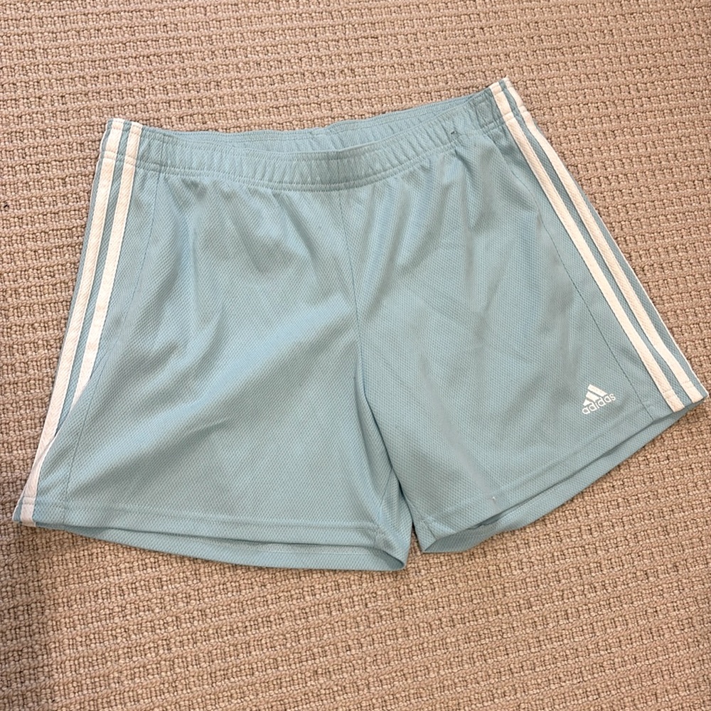 Adidas light blue exercise shorts women’s medium
